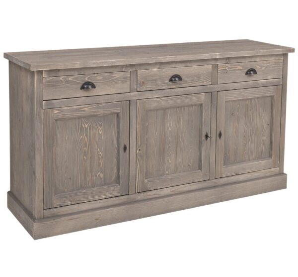 Landelijk dressoir met 3 lades en deuren. gemaakt van massief hout in de kleur antraciet grey washing. kan op maat gemaakt worden. Villa Laura