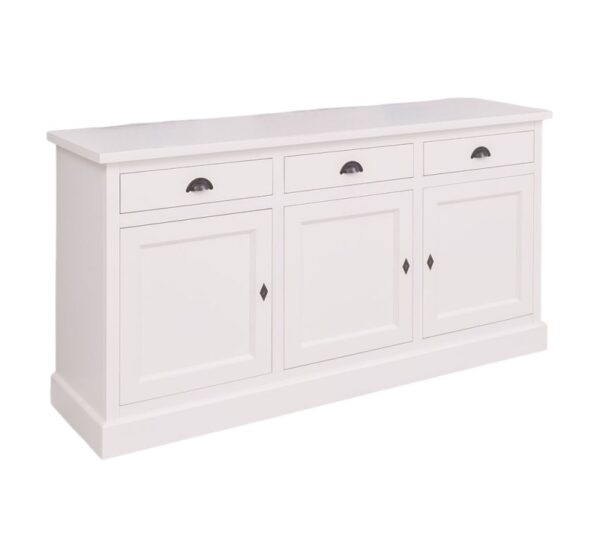 Landelijk dressoir met 3 lades en deuren. gemaakt van massief hout in de kleur wit. kan op maat gemaakt worden. Villa Laura