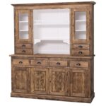 Landelijk klassieke bibliotheekkast met deuren. de planken in de kast zijn verstelbaar. Gemaakt van massief hout eiken in de kleur rustiek bruin hout. Het kan op maat gemaakt worden. Villa Laura