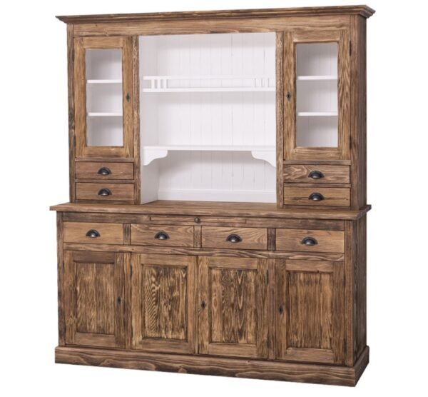 Landelijk klassieke bibliotheekkast met deuren. de planken in de kast zijn verstelbaar. Gemaakt van massief hout eiken in de kleur rustiek bruin hout. Het kan op maat gemaakt worden. Villa Laura