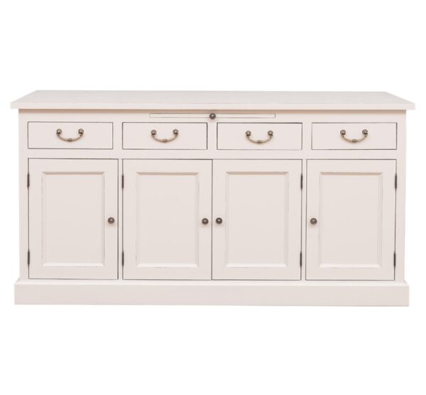 landelijk dressoir met lades, deuren uitschuifbare plank voor veel opbergruimte. Gemaakt van massief hout in de kleur wit. Het kan op maat gemaakt worden. Villa Laura