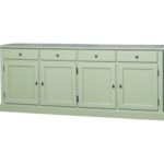 Landelijk dressoir met 4 lades en 4 deuren. gemaakt van massief hout in de kleur licht groen. kan op maat gemaakt worden. Villa Laura