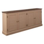landelijke louvre/shutter dressoir met deuren voor veel opbergruimte. Gemaakt van massief hout in de kleur licht bruin, mokka met warm eiken. Het kan op maat gemaakt worden. Villa Laura