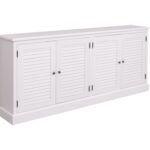 landelijke louvre/shutter dressoir met deuren voor veel opbergruimte. Gemaakt van massief hout in de kleur wit. Het kan op maat gemaakt worden. Villa Laura