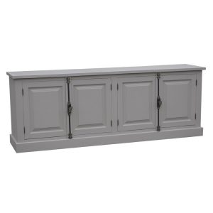 landelijk dressoir met 4 deuren. gemaakt van massief hout in de kleur ijsgrijs met een wit blad. kan op maat gemaakt worden. Villa Laura