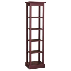 Landelijke hoge open vakken kast. Gemaakt van massief eiken hout in de kleur bordeaux rood. Het meubel kan op verschillende manieren geverfd worden in verschillende kleuren en kan op maat gemaakt worden. Villa Laura