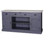 landelijk klassiek dressoir met 3 deuren en lades voor veel opbergruimte. Gemaakt van massief hout eiken in de kleur donker blauw en een witte blad. Het kan op maat gemaakt worden. Villa Laura