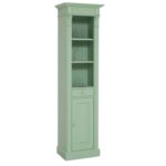 landelijk klassieke badkamerkast/boekenkast met lade en deur. de planken in de kast zijn verstelbaar. Gemaakt van massief hout eiken in de kleur groen. Het kan op maat gemaakt worden. Villa Laura