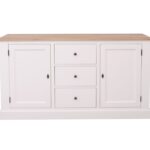 landelijk dressoir met 3 grote lades en 2 deuren. gemaakt van massief hout in de kleur wit met licht eiken blad. kan op maat gemaakt worden. Villa Laura