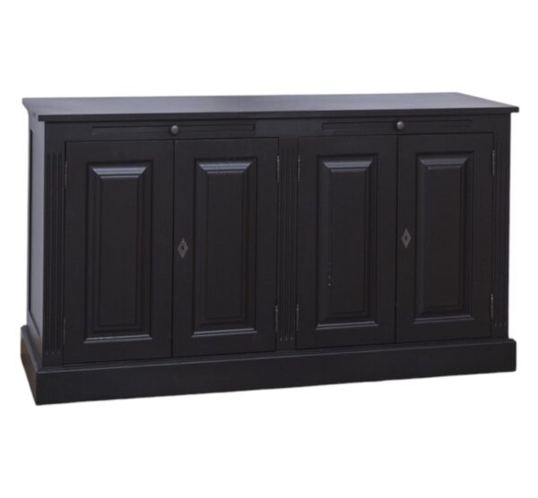 landelijk dressoir met 2 uitschuifbare planken. gemaakt van massief hout in de kleur zwart. kan op maat gemaakt worden. Villa Laura
