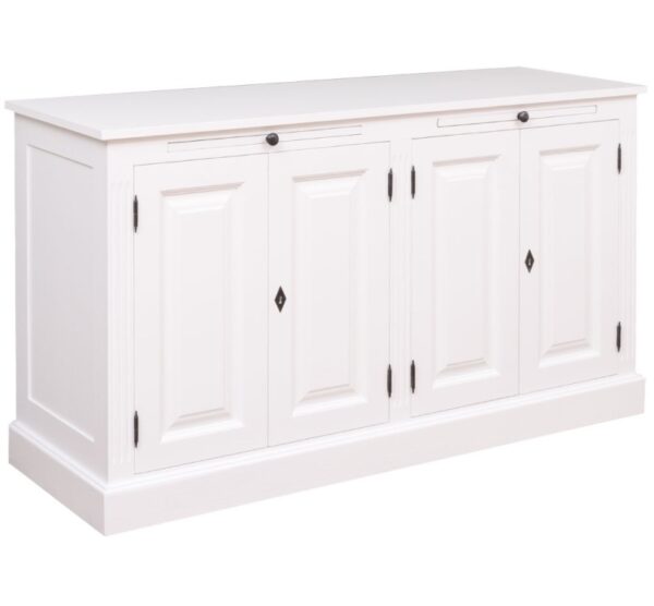 landelijk dressoir met 2 uitschuifbare planken. gemaakt van massief hout in de kleur wit. kan op maat gemaakt worden. Villa Laura