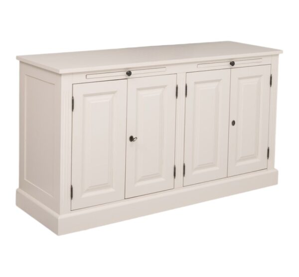 landelijk dressoir met 2 uitschuifbare planken. gemaakt van massief hout in de kleur wit. kan op maat gemaakt worden. Villa Laura