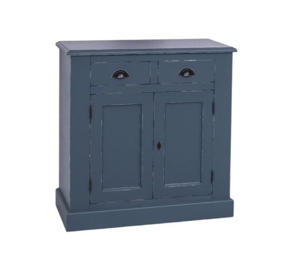Landelijk dressoir met 2 lades en 2 deuren gemaakt van massief hout in de kleur donker blauw. kan op maat gemaakt worden. Villa Laura