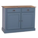landelijk klassiek dressoir met schuifdeuren en lades voor veel opbergruimte. Gemaakt van massief hout in de kleur donker blauw. Het kan op maat gemaakt worden. Villa Laura