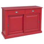 landelijk klassiek dressoir met schuifdeuren en lades voor veel opbergruimte. Gemaakt van massief hout in de kleur rood. Het kan op maat gemaakt worden. Villa Laura