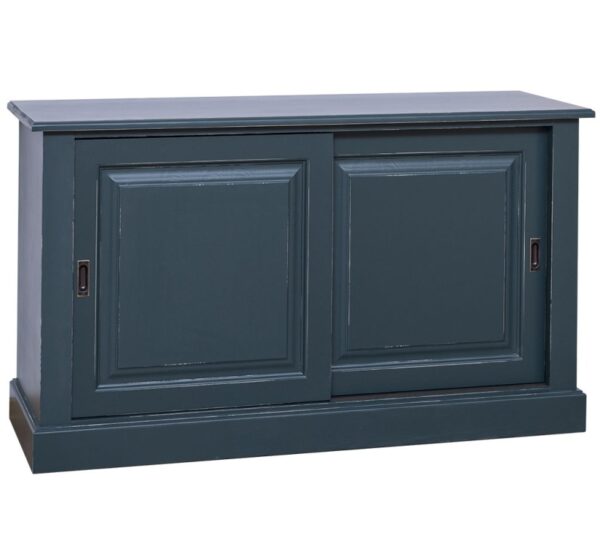 landelijk klassiek dressoir met schuifdeuren voor veel opbergruimte. Gemaakt van massief hout in de kleur donker blauw vintagelook. Het kan op maat gemaakt worden. Villa Laura