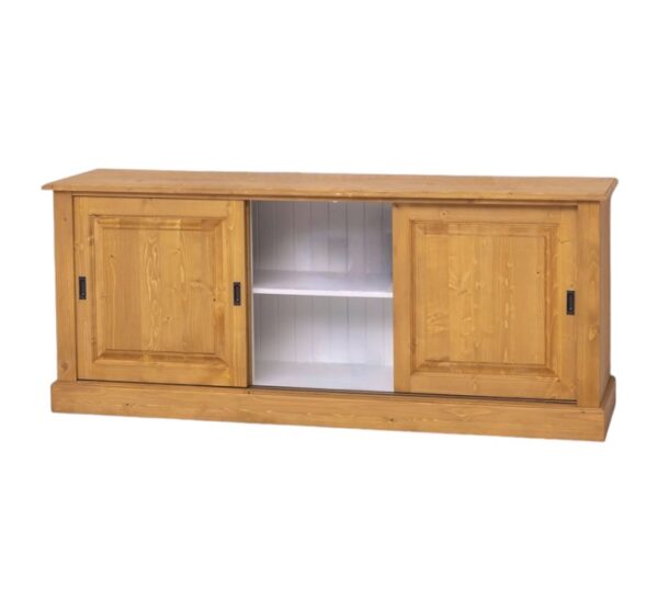 landelijk klassiek dressoir met 3 schuifdeuren voor veel opbergruimte. Gemaakt van massief hout in de kleur naturel. Het kan op maat gemaakt worden. Villa Laura