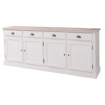 Landelijk dressoir met 4 lades en 4 deuren. gemaakt van massief hout in de kleur wit en whitewash blad. kan op maat gemaakt worden. Villa Laura