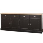 Landelijk dressoir met 4 lades en 4 deuren. gemaakt van massief hout in de kleur zwart vintagelook met een eiken blad. kan op maat gemaakt worden. Villa Laura