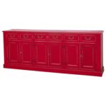 landelijk dressoir met 6 lades en 6 deuren. gemaakt van massief hout in de kleur rood. kan op maat gemaakt worden. Villa Laura