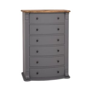 Houten hoge ladekastje/chiffoniere 6 lades - maatwerk (PS35)