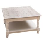 Landelijke, klassieke, extravagante vierkante salontafel met onderblad. Gemaakt van massief hout eiken in de kleur wit en whitewash blad. De salontafel kan op verschillende manieren geverfd worden in verschillende kleuren en kan op maat gemaakt worden. Villa Laura