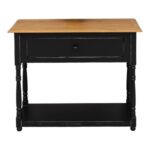 Landelijke side table met lade en onderblad. Gemaakt van massief eiken hout in de kleur zwart bruin houten blad. Het meubel kan op verschillende manieren geverfd worden in verschillende kleuren en kan op maat gemaakt worden. Villa Laura