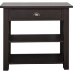 Landelijk moderne sidetable/winkeldisplay met lade en twee planken. Gemaakt van massief eiken hout in de kleur zwart. Het meubel kan op verschillende manieren geverfd worden in verschillende kleuren en kan op maat gemaakt worden. Villa Laura