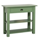 Landelijk moderne sidetable/winkeldisplay met lade en twee planken. Gemaakt van massief eiken hout in de kleur wit en naturel. Het meubel kan op verschillende manieren geverfd worden in verschillende kleuren en kan op maat gemaakt worden. Villa Laura