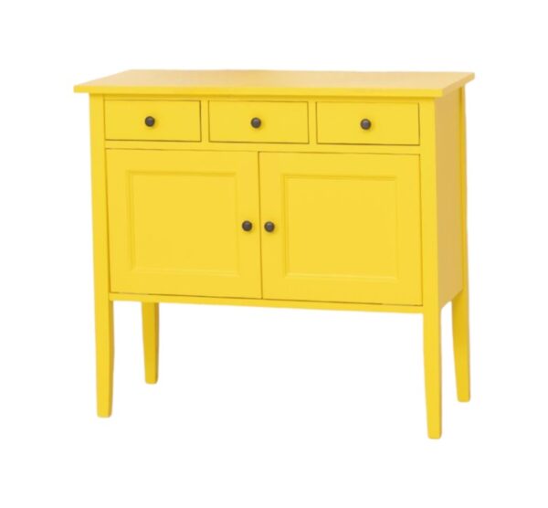landelijke, moderne, extravargante dressoir/sidetable op hoge poten. het heeft lades en deuren voor veel opbergruimte. Gemaakt van massief hout eiken in de kleur geel. Het kan op maat gemaakt worden. Villa Laura