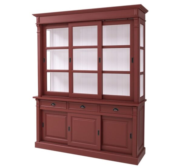 Landelijk klassieke bibliotheekkast met deuren. de planken in de kast zijn verstelbaar. Gemaakt van massief hout eiken in de kleur rood. Het kan op maat gemaakt worden. Villa Laura
