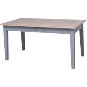 Moderne rechthoekige tafel die op maat gemaakt kan worden. De kleur van het onderstel is grijs en de tafelblad naturel whitewash licht eiken hout. Villa Laura