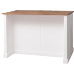 Landelijk kookeiland/keukenblok met bartafel. Gemaakt van massief eiken hout in de kleur wit. Het meubel kan op verschillende manieren geverfd worden in verschillende kleuren en kan op maat gemaakt worden. Villa Laura