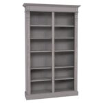 Landelijke boekenkast met twaalf open vakken en twee uitschuifbare planken. Gemaakt van massief eiken hout in de kleur grijs vintagelook. Het meubel kan op verschillende manieren geverfd worden in verschillende kleuren en kan op maat gemaakt worden. Villa Laura