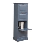 Landelijke hoge dossierkast/opbergkast met 4 vakken. Gemaakt van massief eiken hout in de kleur donker blauw. Het meubel kan op verschillende manieren geverfd worden in verschillende kleuren en kan op maat gemaakt worden. Villa Laura