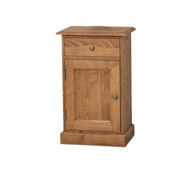 landelijke, klassieke, extravagante nachtkastje met lade en deurtje voor veel opbergruimte. Gemaakt van massief hout eiken in de kleur geolied bruin Het nachtkastje kan op verschillende manieren geverfd worden. Het kan op maat gemaakt worden. Villa Laura