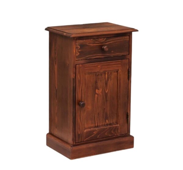 landelijke, klassieke, extravagante nachtkastje met lade en deurtje voor veel opbergruimte. Gemaakt van massief hout eiken in de kleur kersen wenge roodbruin. Het nachtkastje kan op verschillende manieren geverfd worden. Het kan op maat gemaakt worden. Villa Laura