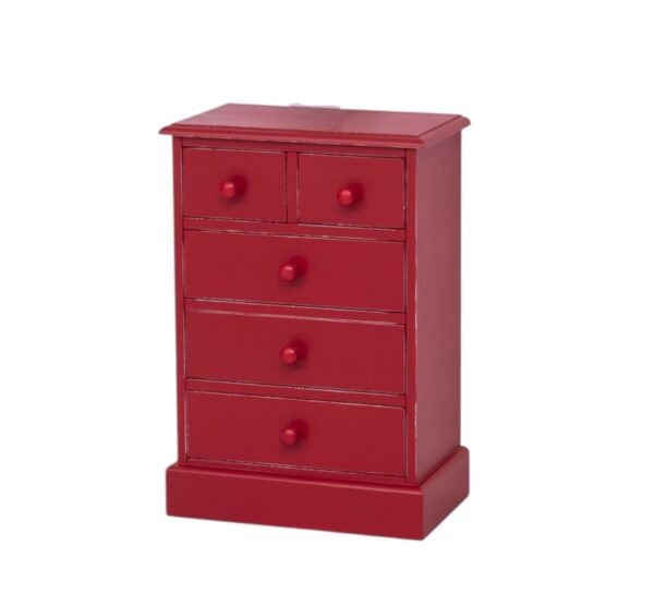 landelijke, klassieke, extravagante nachtkastje met veel laadjes voor opbergruimte. Gemaakt van massief hout eiken in de kleur rood vintagelook. Het kan op maat gemaakt worden.