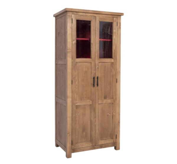 Landelijke buffetkast 2-deurs met specerijen rek. Gemaakt van massief eiken hout in de kleur rood met naturel. Het meubel kan op verschillende manieren geverfd worden in verschillende kleuren en kan op maat gemaakt worden. Villa Laura