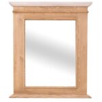 Landelijke spiegel met houten lijst. Gemaakt van massief eiken hout in de kleur naturel eiken en wit. Het meubel kan op verschillende manieren geverfd worden in verschillende kleuren en kan op maat gemaakt worden. Villa Laura