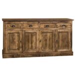 landelijk dressoir met lades, deuren uitschuifbare plank voor veel opbergruimte. Gemaakt van massief hout in de kleur rustiek warm bruin. Het kan op maat gemaakt worden. Villa Laura