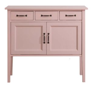 landelijke, moderne, extravargante dressoir/sidetable op hoge poten. het heeft lades en deuren voor veel opbergruimte. Gemaakt van massief hout eiken in de kleur licht roze. Het kan op maat gemaakt worden. Villa Laura