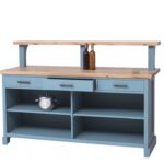 Landelijke bar met extra blad voor genoeg ruimte. Gemaakt van massief eiken hout in de kleur eiken wit met een grijs eiken blad. Het meubel kan op verschillende manieren geverfd worden in verschillende kleuren en kan op maat gemaakt worden. Villa Laura
