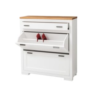 Modern houten schoenenkast met kleppen en lade (PS642)