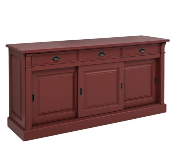 landelijk dressoir met 3 lades en 3 uitschuifbare deuren. gemaakt van massief hout in de kleur kastanje roodbruin. kan op maat gemaakt worden. Villa Laura