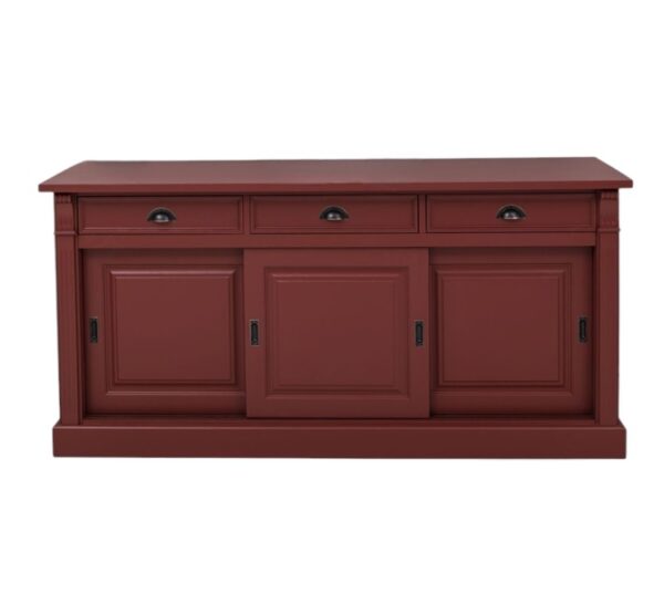 landelijk dressoir met 3 lades en 3 uitschuifbare deuren. gemaakt van massief hout in de kleur kastanje roodbruin, bordeaux rood. kan op maat gemaakt worden. Villa Laura