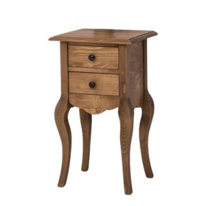 Landelijke plantentafel/zuil/ladekast/nachtkastje met twee lades. Gemaakt van massief eiken hout in de kleur blauwgrijs. Het meubel kan op verschillende manieren geverfd worden in verschillende kleuren en kan op maat gemaakt worden. Villa Laura