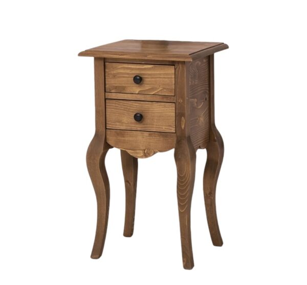 Landelijke plantentafel/zuil/ladekast/nachtkastje met twee lades. Gemaakt van massief eiken hout in de kleur blauwgrijs. Het meubel kan op verschillende manieren geverfd worden in verschillende kleuren en kan op maat gemaakt worden. Villa Laura