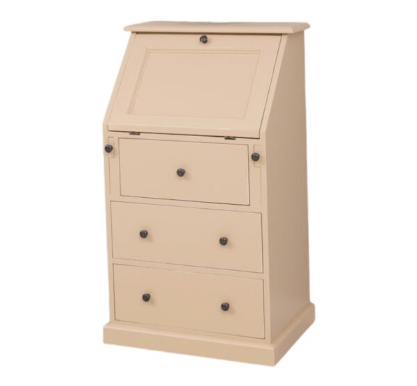 Landelijke secretaire met verschillende formaten vakken. Gemaakt van massief eiken hout in de kleur zand, beige. Het meubel kan op verschillende manieren geverfd worden in verschillende kleuren en kan op maat gemaakt worden. Villa Laura