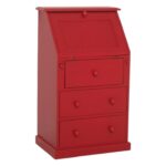 Landelijke secretaire met verschillende formaten vakken. Gemaakt van massief eiken hout in de kleur rood. Het meubel kan op verschillende manieren geverfd worden in verschillende kleuren en kan op maat gemaakt worden. Villa Laura